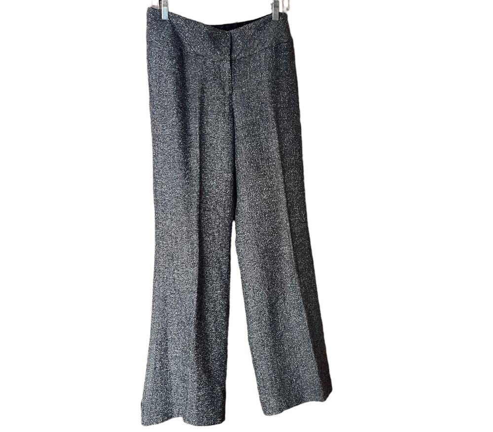 White House Black Market Outlet Gray/Black Metallic Tweed Wide Leg Pants Size 8R